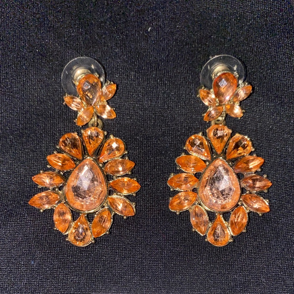 Not orange, Coral/champagne earrings